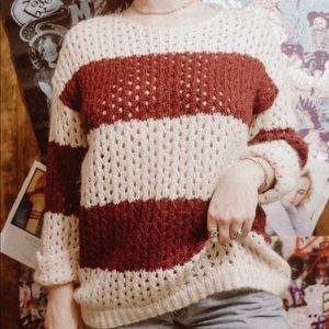 Striped Thick Crocheted Sweater